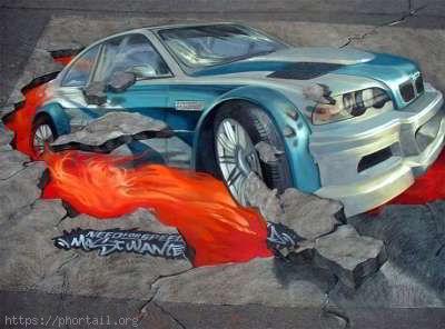 Voiture en 3D Photo insolite