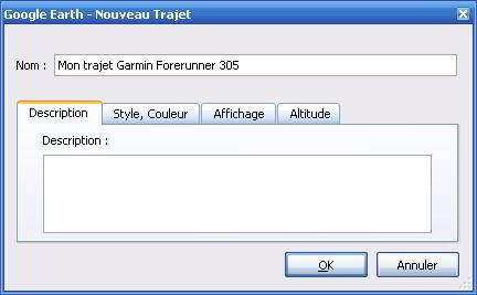 Nouveau trajet Google Earth