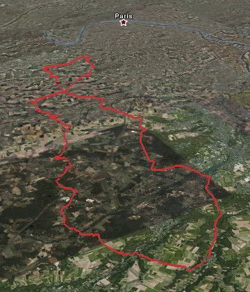 Carte velo Meudon Villeconin Google Earth