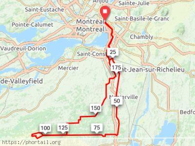 parcours du BRM 200 Montréal