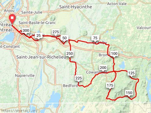 parcours du BRM 300 Montréal