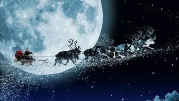 carte de Noël par une nuit de pleine lune