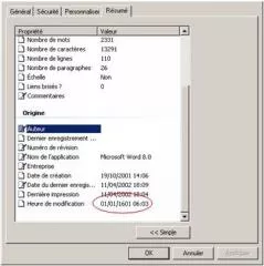 Bug à jour sur le passé